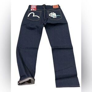 Vintage Evisu heritage seldvage denim with skull logo embroidered in the pocket